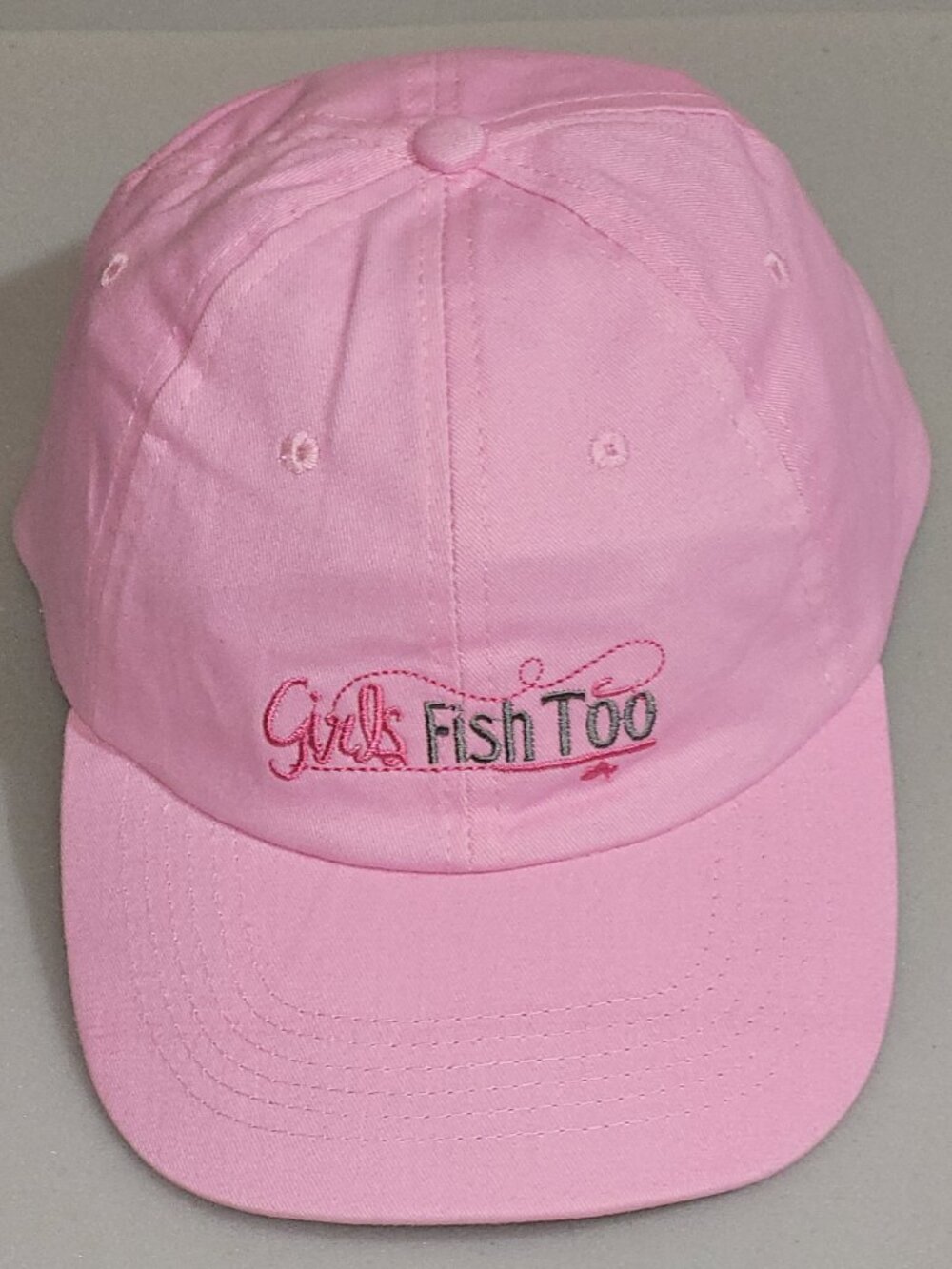 NEW ** Girls Fish Too Pink Adjustable Baseball Cap 100% Cotton Fishing Hat GF2